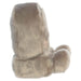 Plush toy resembling a tombstone with gray fur on a white background