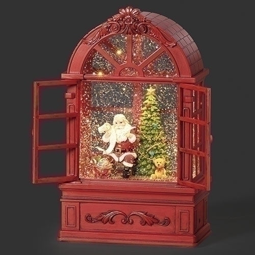 Lighted Santa's Checking His List Swirl Window Casing