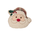 Felt Santa Claus ornament with plaid hat and holly leaves on a white background