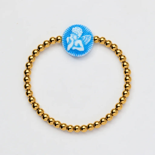 Holy Water Cherub Cameo Bracelet in Gold