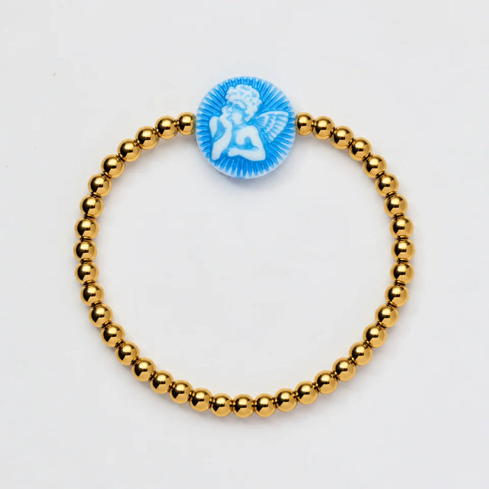 Holy Water Cherub Cameo Bracelet in Gold