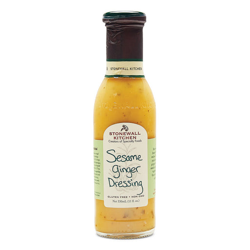Bottle of Stonewall Kitchen Sesame Ginger Dressing on a white background