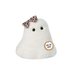 Boo-Jee Ghost plush with soft white fur and a leopard-print bow.