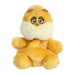Plush toy resembling a cartoon character with a white face and orange body on a white background