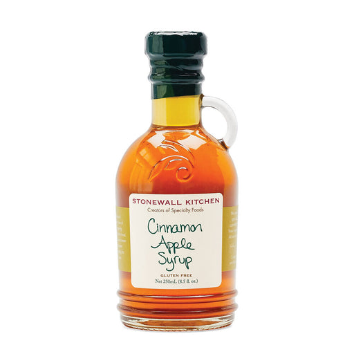 Bottle of Stonewall Kitchen Cinnamon Apple Syrup on a white background