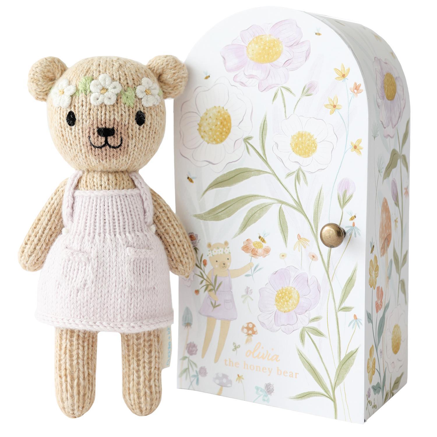 ちびくまcocolilou toybear 【お取置き中】布花 ビオラとすみれ Tiny Olivia the Honey Bear by cuddle+kind - Trudy's Hallmark