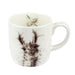 Mug with a design of a moose and flowers on a white background