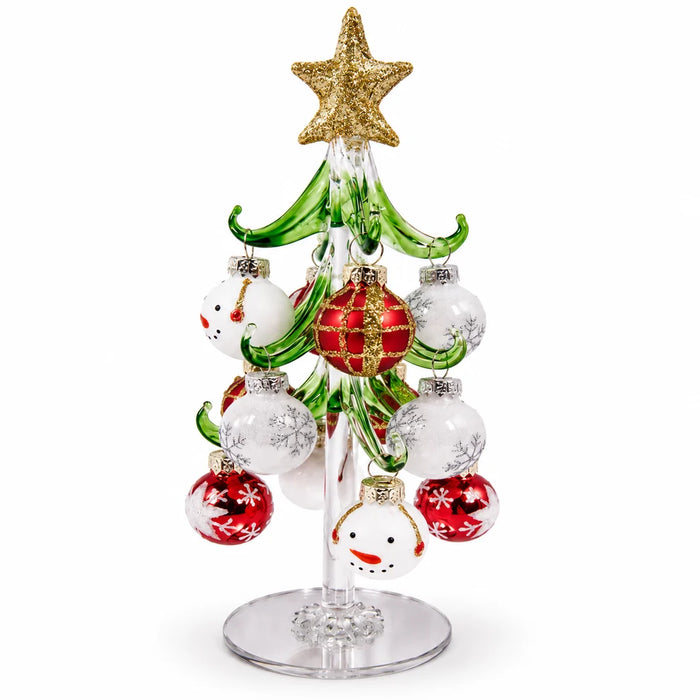 Snowman Glass Christmas Tree