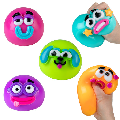 Set of colorful toy faces on a white background