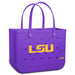 Purple tote bag with LSU logo on a white background