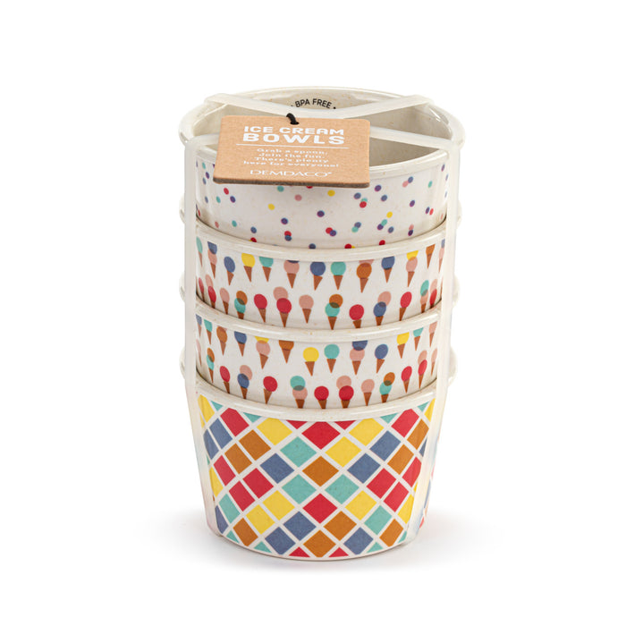 Ice Cream Melamine Bowls - Set of 4