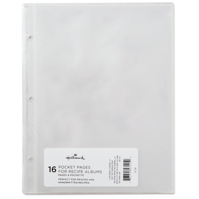 1-Pocket Recipe Album Refill Pages, Pack of 16