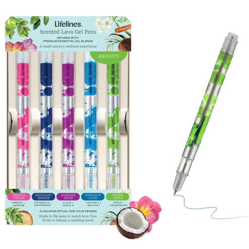 Lifelines scented lava gel pens with packaging on a white background