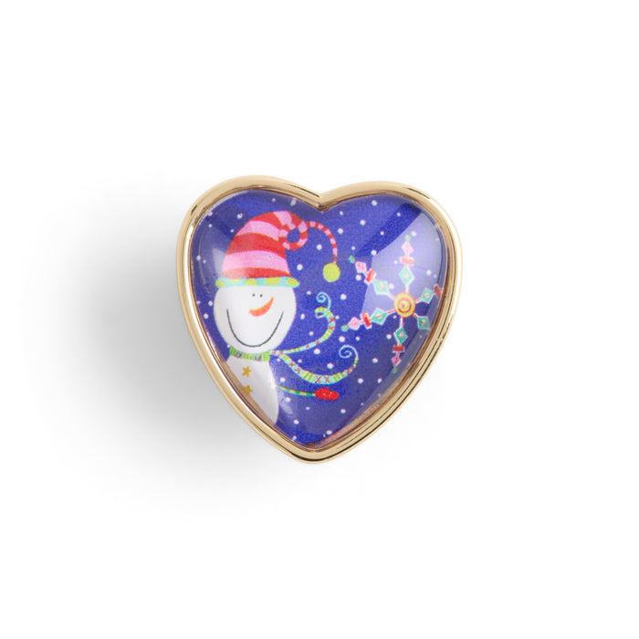 Snowman Art Heart Pin