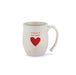 White mug with red heart and 'Santa's helper' text on a white background