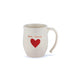 White mug with a red heart and 'Mrs. Claus' text on a white background