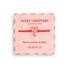 A red and white candy cane adjustable bracelet on a pink holiday-themed presentation card with 'DEMDACO' branding, set against a plain white background.