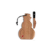A wooden snowman-shaped serving board with a black hanging cord and engraved text, shown next to a matching small wooden knife with a black handle on a white background.