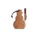 A snowman-shaped wooden serving board with a black hanging cord and a small matching wooden knife with a red handle, shown on a plain white background.