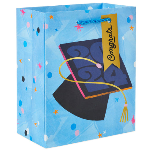 2024 Mortarboard on Blue Small Graduation Gift Bag
