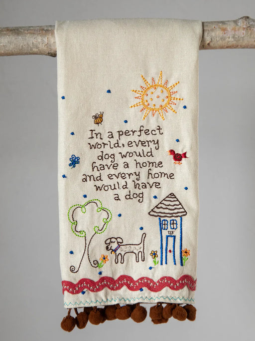 Dog Linen Embroidered Hand Towel