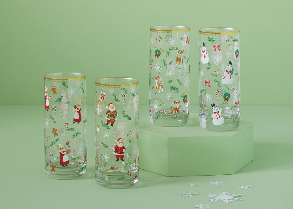 Vintage Santa and Friends Drinking Glasses