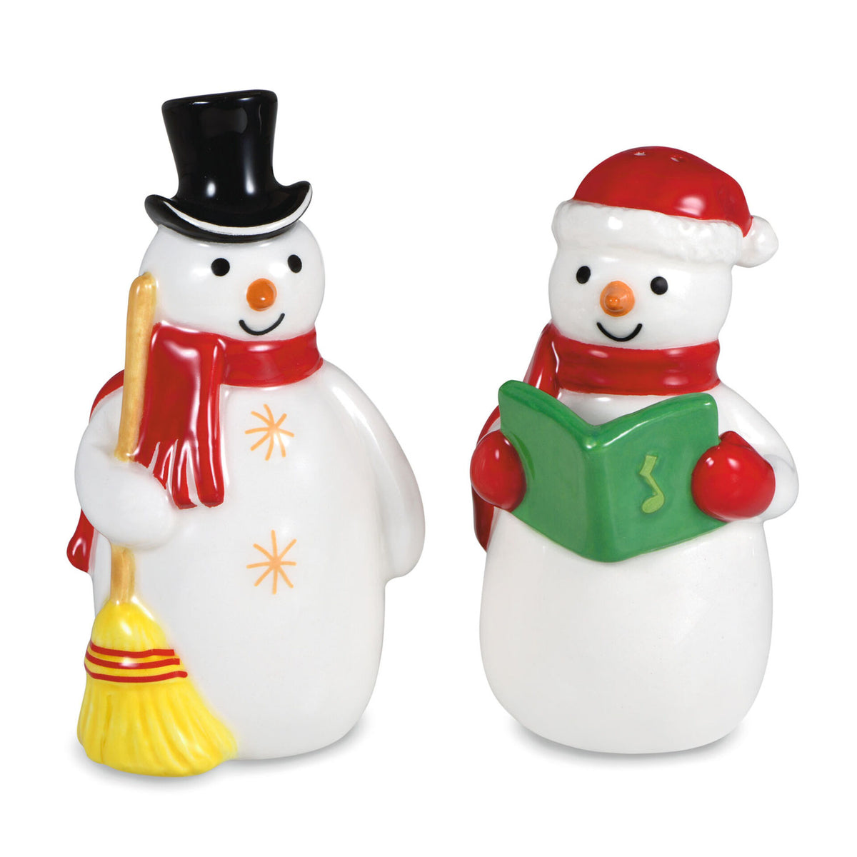 Pink and Gray Snowmen Friends Salt and Pepper Shakers by Cosmos 