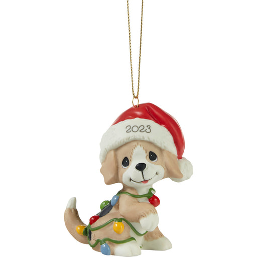 Precious Moments Tangled In Christmas Fun 2023 Dated Dog Ornament