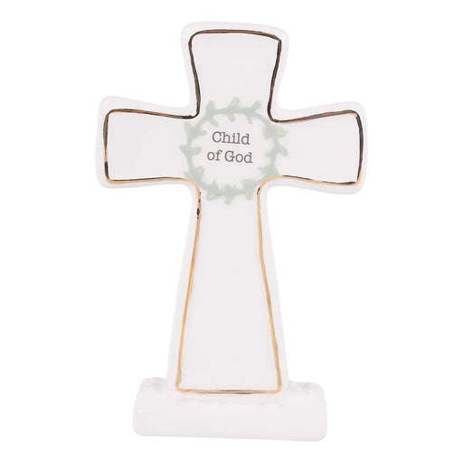 Decorative cross with 'Child of God' text on a white background
