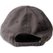 Back view of a dark gray baseball cap on a white background