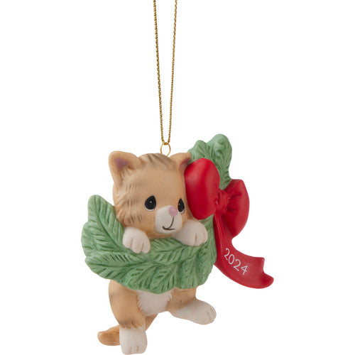 Precious Moments Hanging Out For The Holidays 2024 Dated Cat Ornament