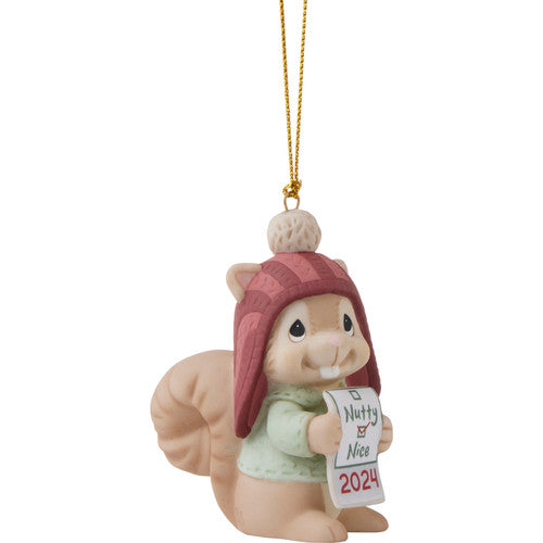 Precious Moments Have You Been Nutty Or Nice? 2024 Dated Animal Ornament