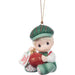 Christmas ornament of a child holding a '2025' ornament on a white background