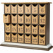 Wooden advent calendar with numbered compartments on a white background