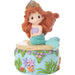 Mermaid figurine with red hair and a blue tail on a white background
