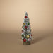 Decorative Christmas tree with colorful ornaments on a beige background