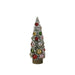 Decorative Christmas tree with colorful ornaments on a beige background