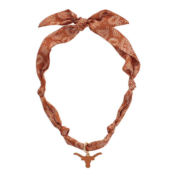 Brown bandana headband with a Texas Longhorn emblem on a white background