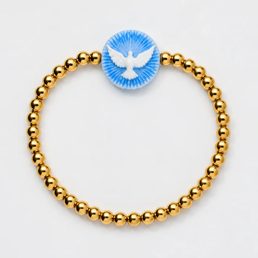 Holy Water Dove Cameo Bracelet in Gold