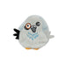 Plush toy resembling a bird with a white body, black wings, and orange feet on a white background