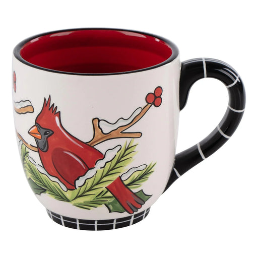 Mug with cardinal design on a white background