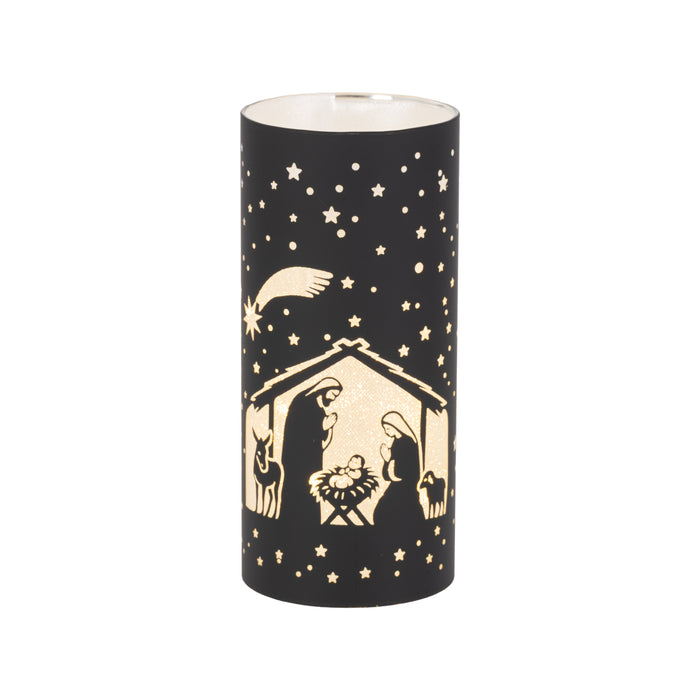 Lighted Glass Nativity Luminary