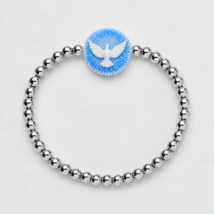 Holy Water Dove Cameo Bracelet in Silver
