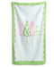 Towel with colorful umbrella design on a white background