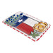 Decorative plate with Texas flag design and floral elements on a white background