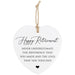 Heart-shaped hanging plaque with retirement message on a white background