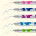Colorful pens with wavy lines on a white background