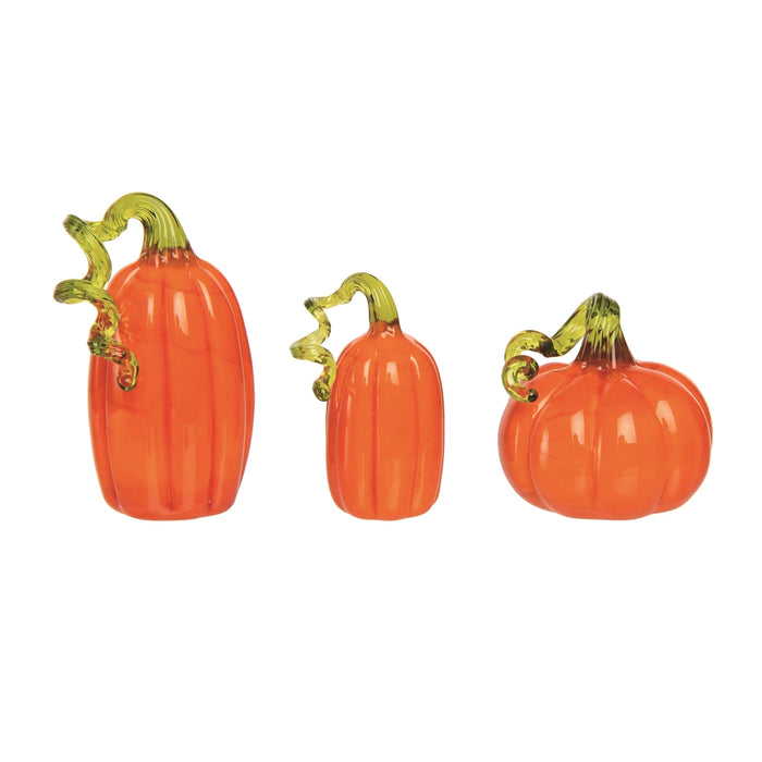 Orange Harvest Glass Mini Pumpkin Set of 3