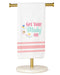 Towel with 'Get Your Malaj On' text on a stand with a white background