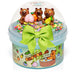 Kawaii slime set with bear figures and colorful contents in a clear container on a white background.